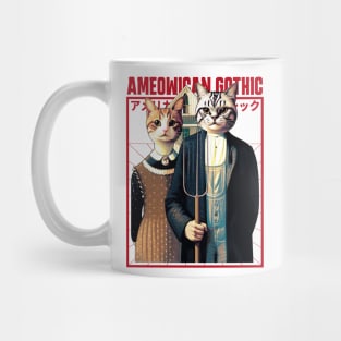 Ameowican Gothic - Timeless Farmer Feline Elegance Mug